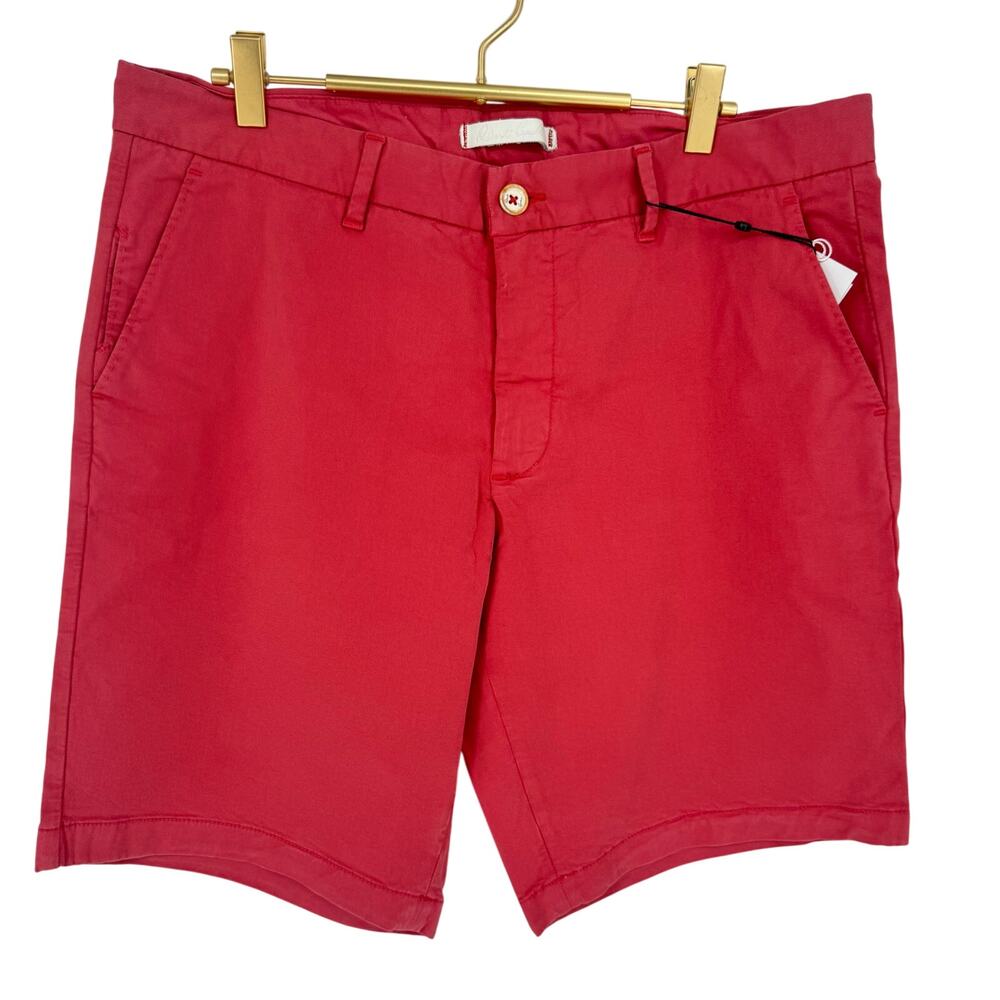 Robert Graham Men's Shorts, Classic Fit Red Washed Cotton Twill 32
